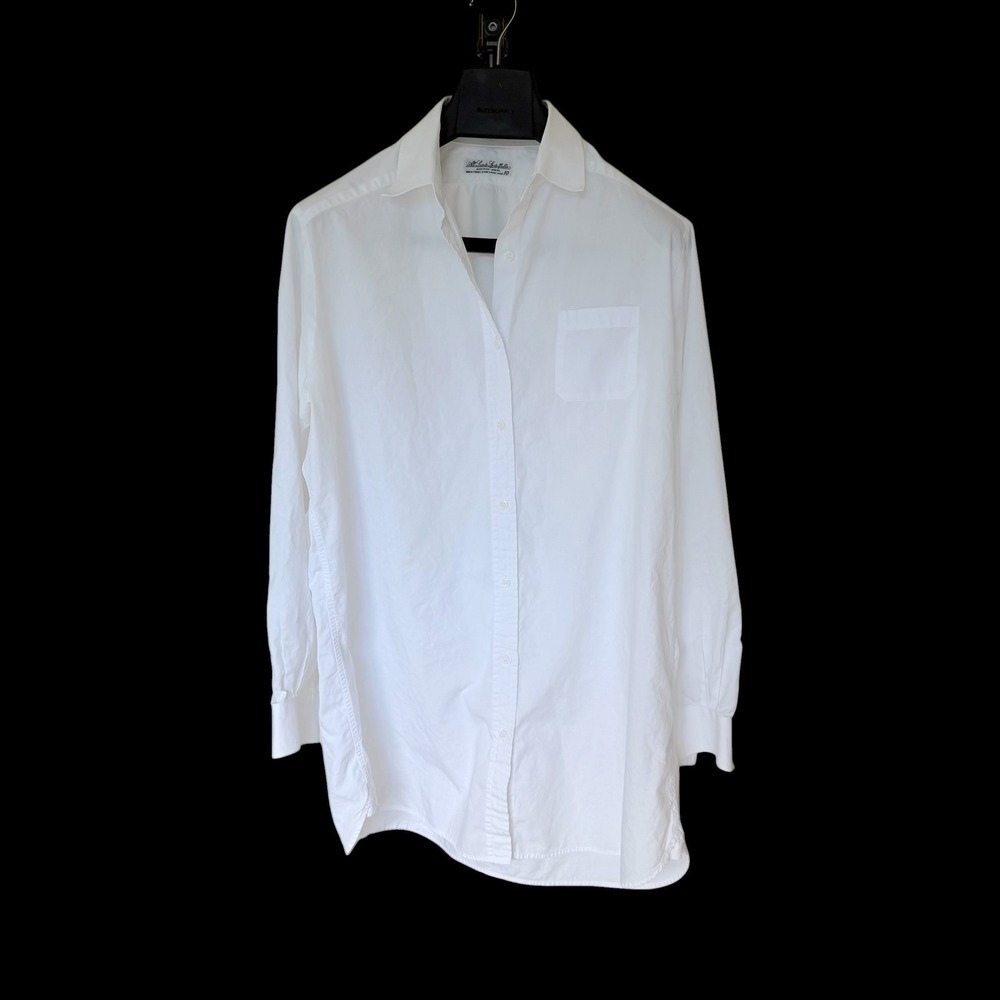 AllSaints Spitalfields Dava Dress White Cotton Button Down Shirt Mini Dress 10